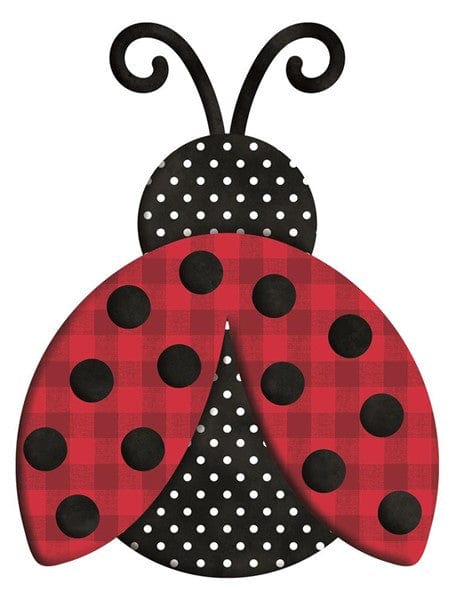 12"L X 9.25"H METAL/EMBOSSED POLKA DOT LADYBUG - RED/BLACK/WHITE Shirley's Direct MD0693