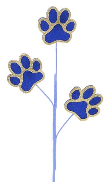 13.5"L Glitter/Felt Pawprint Spray - Royal Blue/Gold Craig Bachman Flowers MN045260