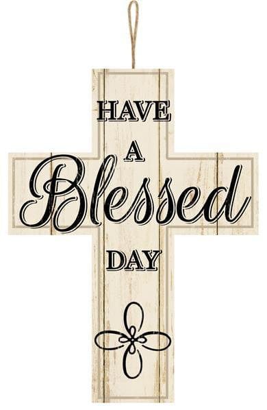 13.75"H X 10"L HAVE A BLESSED DAY - CREAM/BLACK Shirley's Direct AP823340