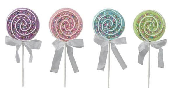 13.75"L Glitter Lollipop 4 ASSORTED Shirleys of Collins XS1129