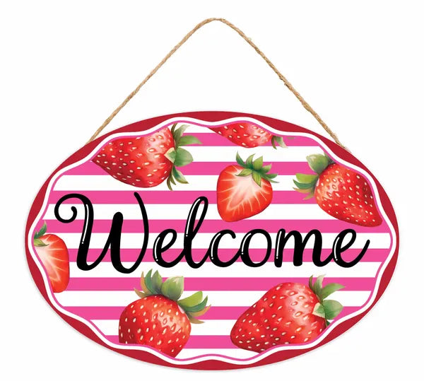 13"L x 9"H Welcome/Strawberry Oval Sign Craig Bachman AP7456F5
