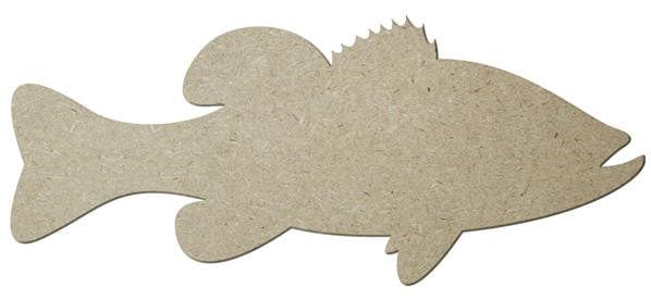 14"L X 6"H MDF Bass Fish - Natural Shirley's Direct AB2489