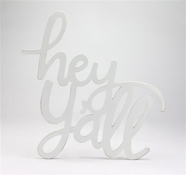 15.25"L X 15"H MDF "Hey Y'all" - White Shirley's Direct AB246327