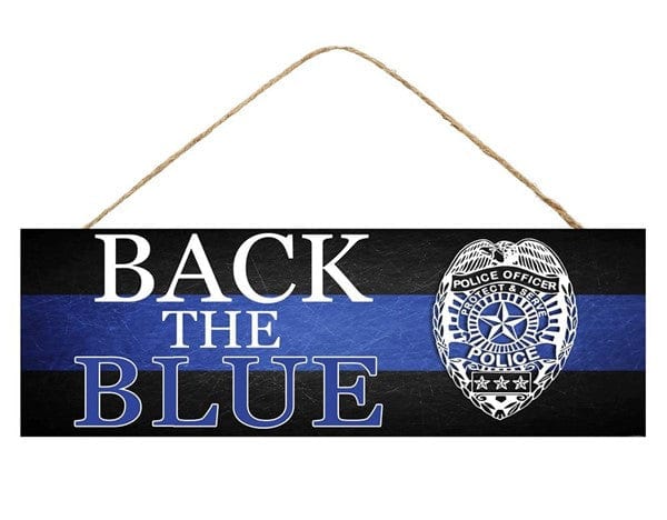 15"L X 5"H Back The Blue Police Sign - Black/Blue/White Shirley's Direct AP806903