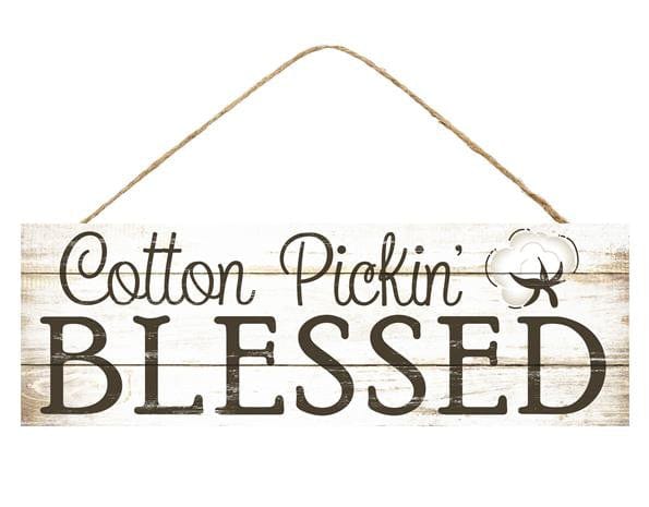 15"L X 5"H BLESSED SIGN - CREAM WHITEWASH/BROWN Shirley's Direct AP8084