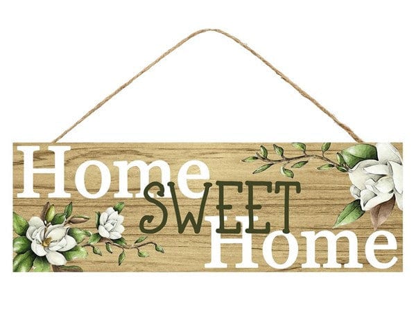 15"L X 5"H HOME SWEET HOME SIGN - LT BROWN/WHITE/GREEN Shirley's Direct AP8064