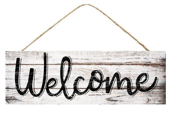 15"L X 5"H Welcome Sign - White/Wash Shirley's Direct AP800927