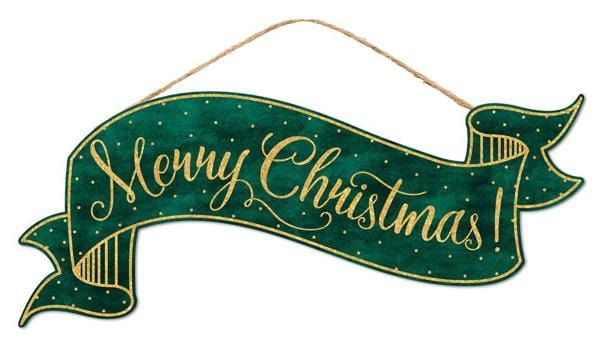 15"Lx6.25"H Merry Christmas Banner Sign Craig Bachman AP7860