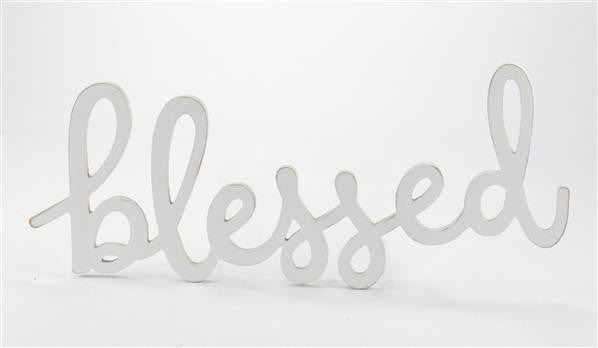 16.75"L X 7"H MDF "Blessed" - White Shirley's Direct AB245927