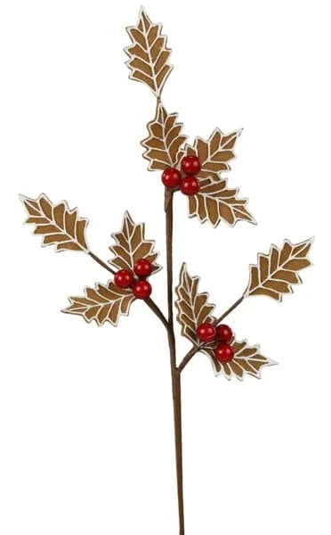 19"L Gingerbread/Holly Leaf Spray Craig Bachman XS0929