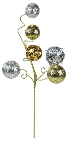 19"L Glitter/Sequin Ball Pick x 6-GOLD/SILVER Shirleys of Collins XS117194