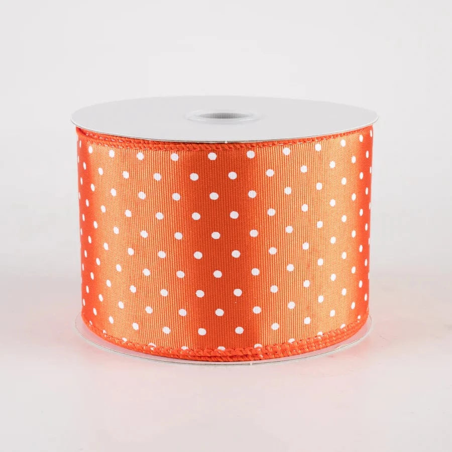 2.5" Ribbed Satin Microdots Ribbon: Orange (10 Yards) Jascotina 42419-40-19