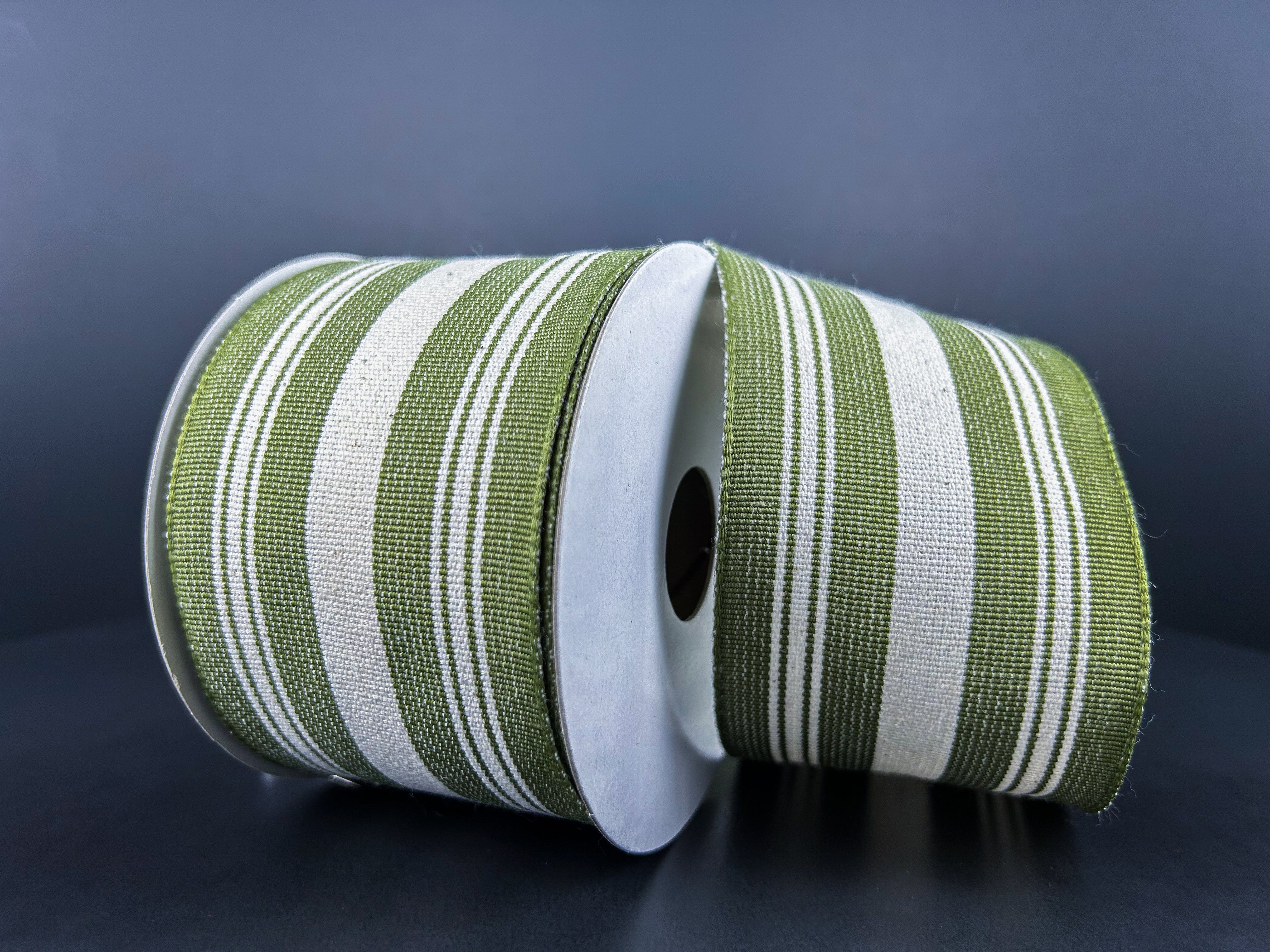 2.5" Striped Ribbon - Moss Green Jascotina Ribbon 47472-40-08