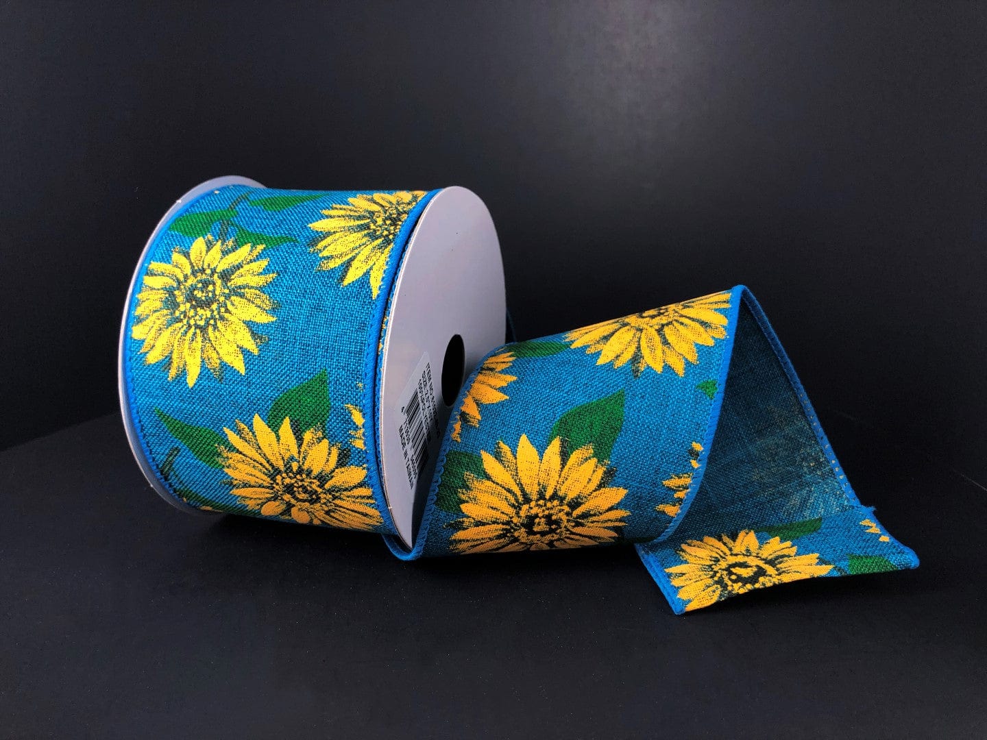 2.5" Sunflower Ribbon - Turquoise Jascotina Ribbon 61032-40-33