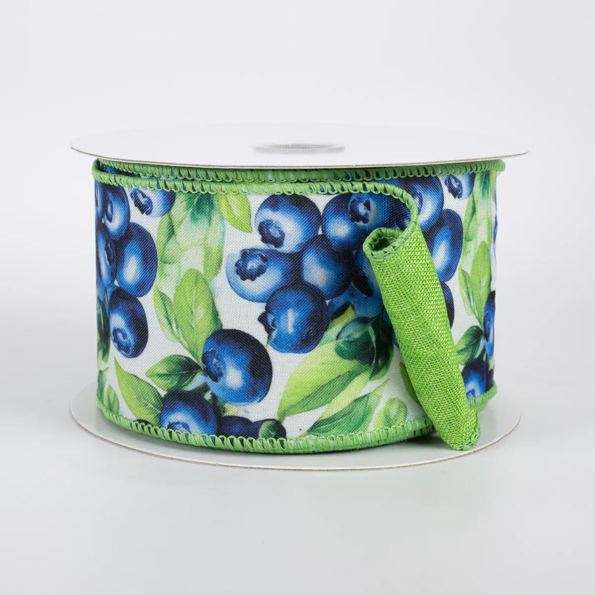 2.5" X 10 Double Sided Fused Jumbo Blueberries Ribbon - Lime Green Jascotina D43607-40-27