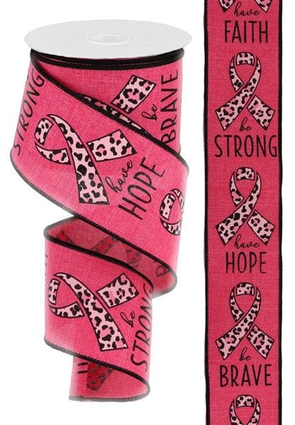 2.5" X 10 YD BREAST CANCER/ANIMAL PRINT - HOT PINK/BLACK Craig Bachman RGC109011