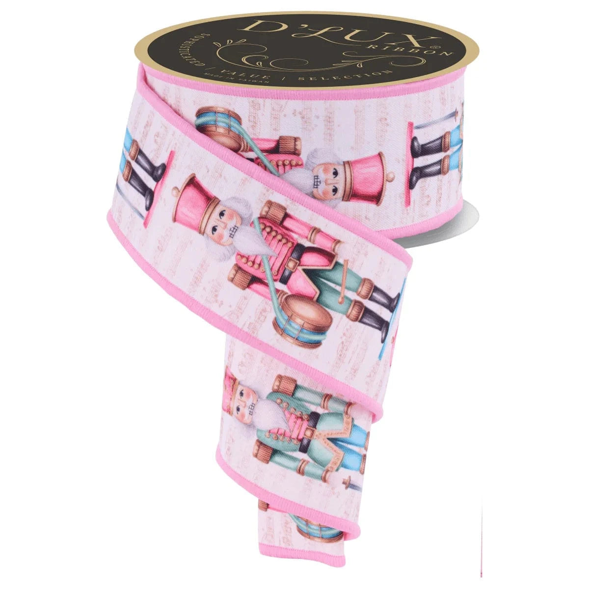 2.5"X 10 YDS  D'Lux Nutcracker Fused Ribbon: Pink Craig Bachman LX1098C2