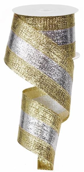 2.5" x 10yd 3-In-1 Metallic Ribbon - Gold/Silver/Gold Craig Bachman Ribbon RG014032H