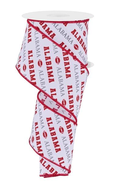 2.5" x 10yd Alabama Diagonal Pattern - White/Crimson/Grey Craig Bachman Ribbon RGF1110