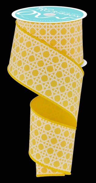 2.5" x 10yd Basket Weave - Yellow/White Craig Bachman Ribbon RGE139029