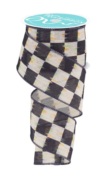 2.5" x 10yd Bold Antique Checkerboard-BLACK Craig Bachman RGF129602