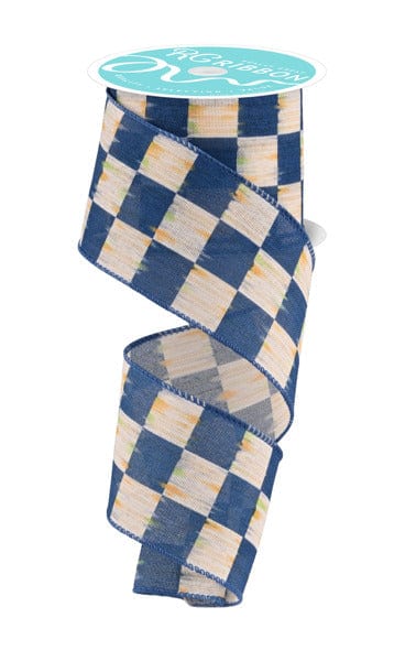 2.5" x 10yd Bold Antique Checkerboard-BLUE Craig Bachman RGF129625