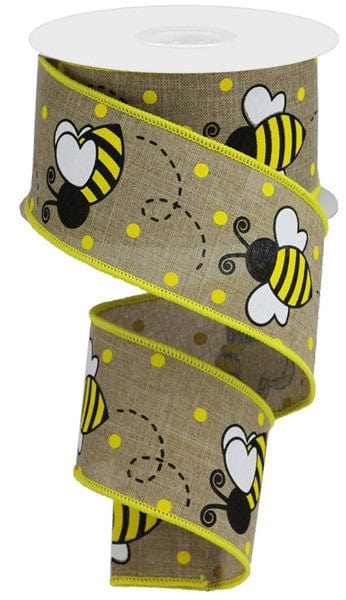 2.5" X 10YD BUMBLEBEE ON ROYAL - LT BEIGE/ YELLOW/WHITE/BLACK Craig Bachman RGA131901