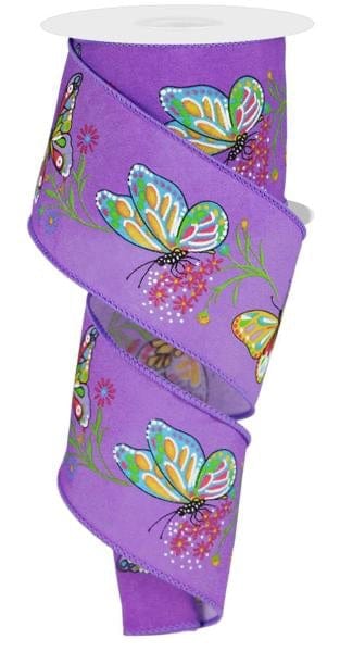 2.5" x 10yd Butterfly/Branches-Dk Lavender Craig Bachman RGE111023