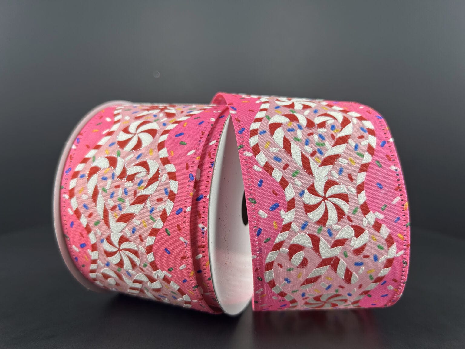 2.5" X 10YD Candy Cane and Sprinkles Ribbon - Hot Pink/Light Pink/Red/Multi Jascotina Ribbon 76462-40-28