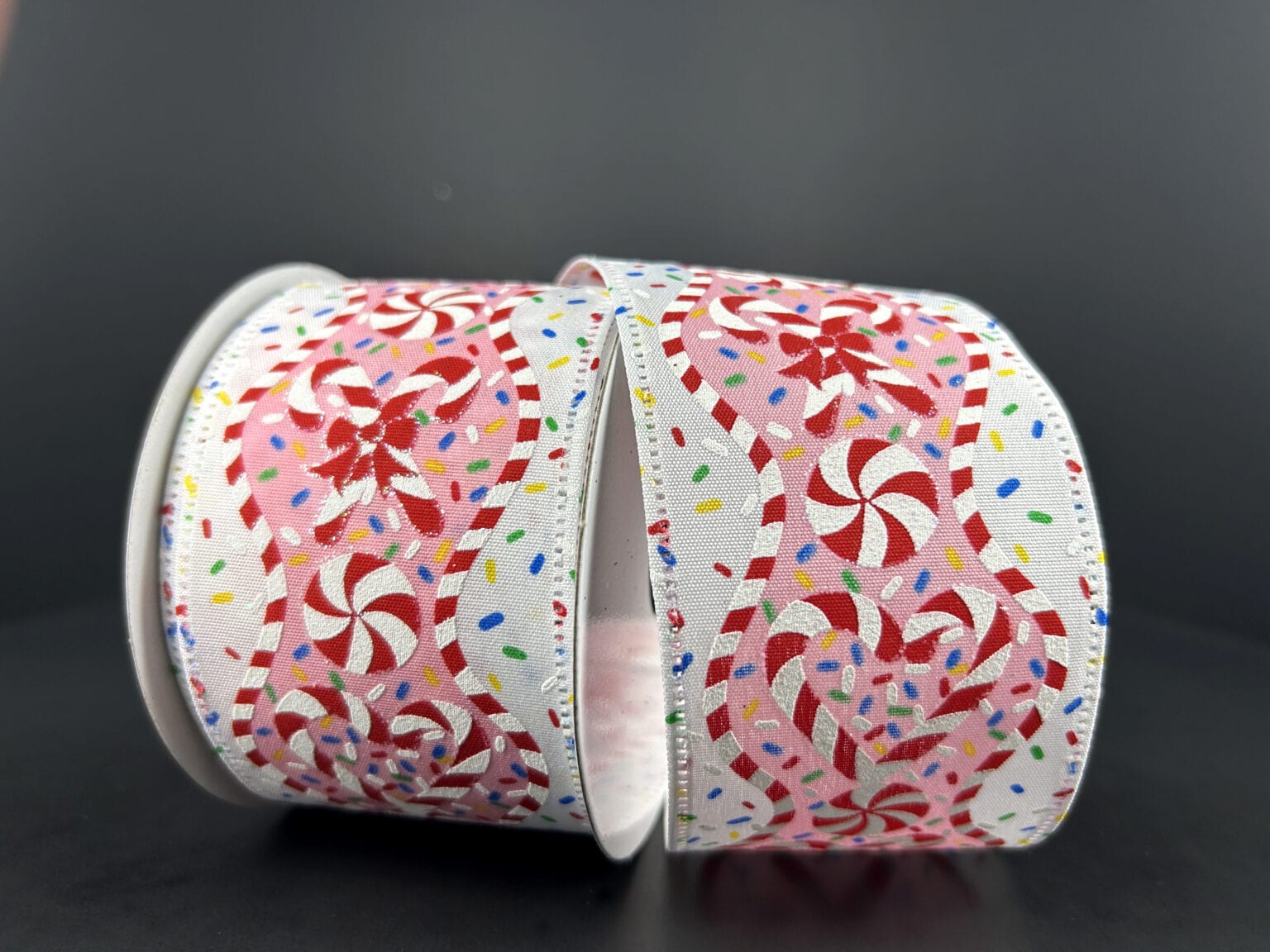 2.5" X 10YD Candy Cane and Sprinkles Ribbon - White/Pink/Red/Multi Jascotina Ribbon 76462-40-01