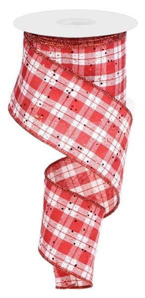 2.5" X 10Yd Check Plaid W/Hex Glitter - Red/White Craig Bachman RGE127856