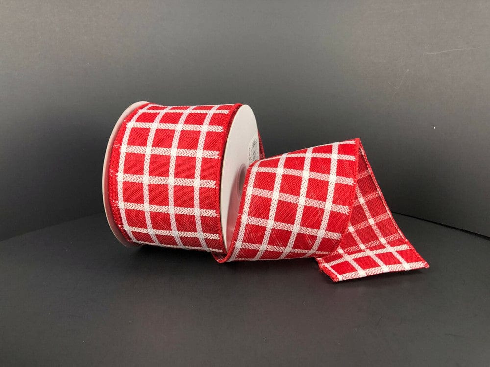 2.5" X 10YD Check Ribbon - Red/White Craig Bachman 71220-40-12