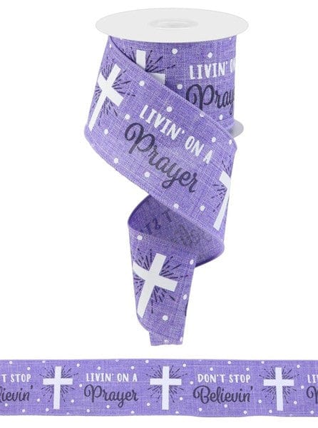 2.5" X 10YD DON'T STOP BELIEVIN' CROSS/RYL - LAVENDER/WHITE/CHARCOAL Craig Bachman RGC176513