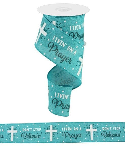 2.5" X 10YD DON'T STOP BELIEVIN' CROSS/RYL - LT TEAL/WHITE/CHARCOAL Craig Bachman RGC176571