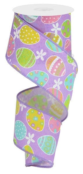 2.5" X 10YD EASTER EGGS ON ROYAL - LAVENDER/LIGHT PINK/GREEN/SOFT YELLOW Craig Bachman RGA165773