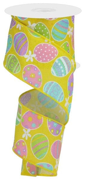 2.5" X 10YD EASTER EGGS ON ROYAL - SOFT YELLOW/LIGHT PINK/GREEN/LAVENDER Craig Bachman RGA1657AK