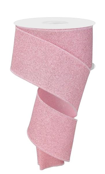 2.5" x 10yd Fine Glitter On Faux Royal - LIGHT PINK/PINK Craig Bachman Ribbon RGE179015