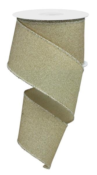 2.5" x 10yd Fine Glitter On Royal - Light Gold Craig Bachman Ribbon RGE1381YH