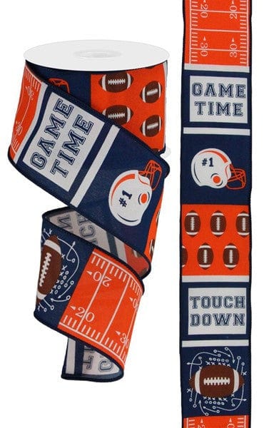 2.5" x 10yd Football Block Pattern - Navy/Orange/Brown Craig Bachman RGC1154CF