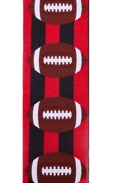 2.5" x 10yd Footballs On Royal - Red/Brown/Black Craig Bachman Ribbon RGA1367MA