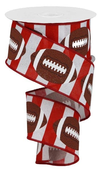 2.5" x 10yd Footballs On Royal - White/Brown/Crimson Craig Bachman RGA13679Y