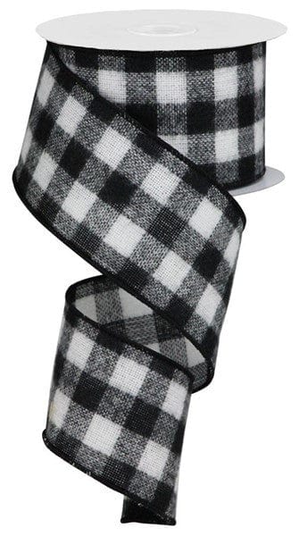 2.5" X 10YD FUZZY FLANNEL CHECK - BLACK/WHITE Craig Bachman RG01028X6