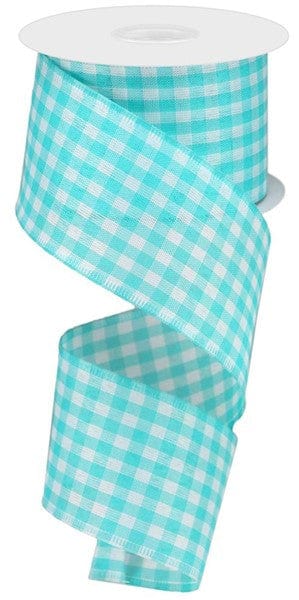 2.5" X 10YD GINGHAM CHECK - TURQUOISE/WHITE Craig Bachman RGC106834