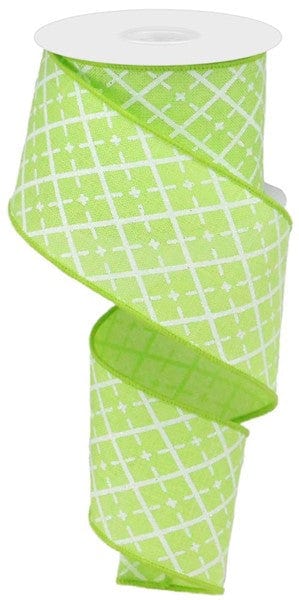 2.5" X 10YD GLITTERED ARGYLE ON ROYAL - BRIGHT GREEN/WHITE/SILVER Craig Bachman RG0190209