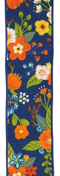 2.5" X 10YD GRAPHIC FLORALS - NAVY/RUST/ORANGE/MUSTARD/GREEN Craig Bachman RGE113319