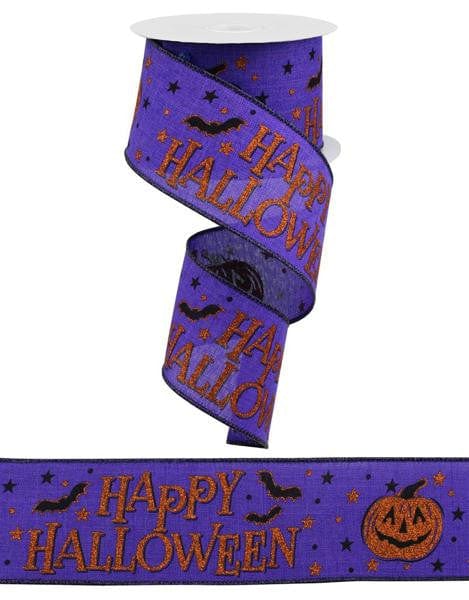 2.5" x 10yd Happy Halloween On Royal - Purple/Orange/Black Craig Bachman RGA11796A