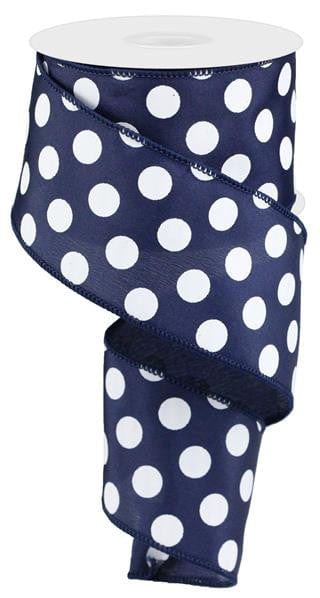 2.5" X 10YD Large Polka Dot - Navy Blue/White Shirley's Direct RG158819