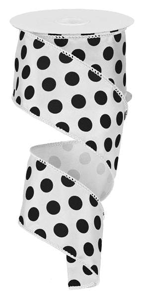 2.5" X 10YD Large Polka Dot - White/Black Shirley's Direct RG158827