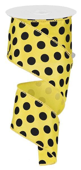 2.5" X 10YD Large Polka Dot - Yellow/Black Shirley's Direct RG1588AN