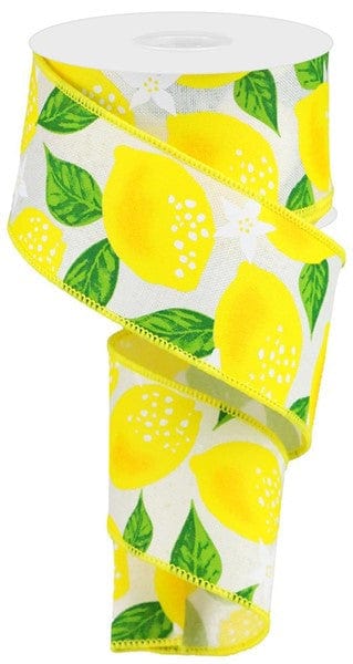 2.5" X 10YD LEMONS ON ROYAL - IVORY/YELLOW/GREEN Craig Bachman RGA118633